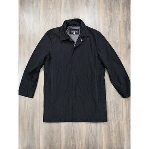 Banana Republic Mens M Black Lightweight Rain Coat Car Coat Zip Snap Jacket